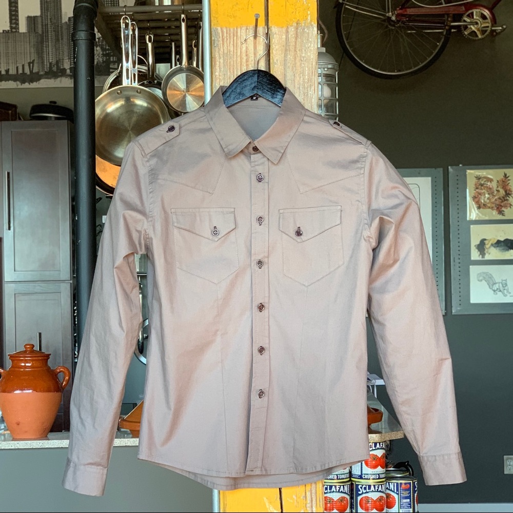 Men's cotton poplin long-sleeve button-down shirt